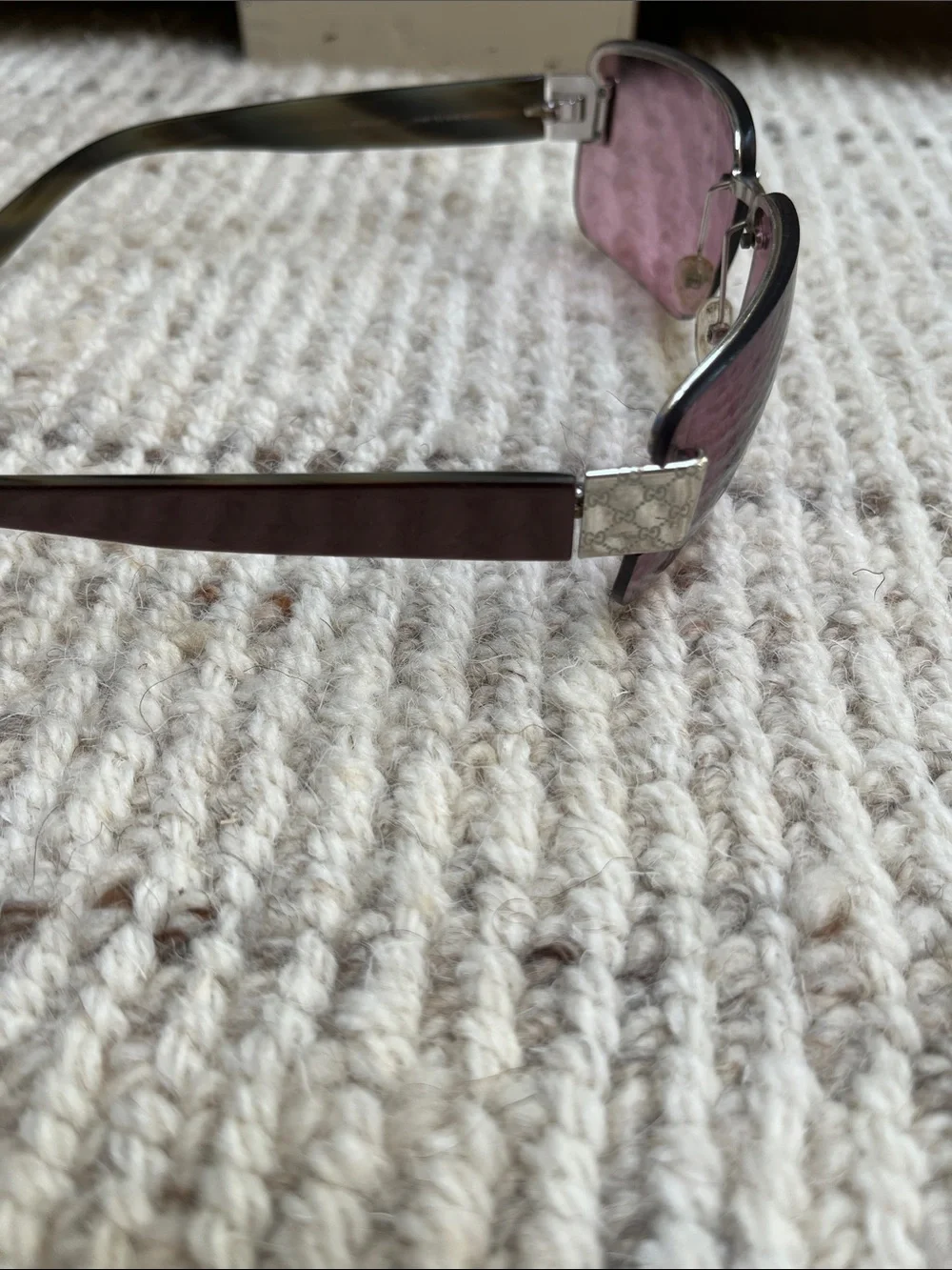 Gucci Women's Rimless 1798 Rimless Sunglasses with Purple Lenses